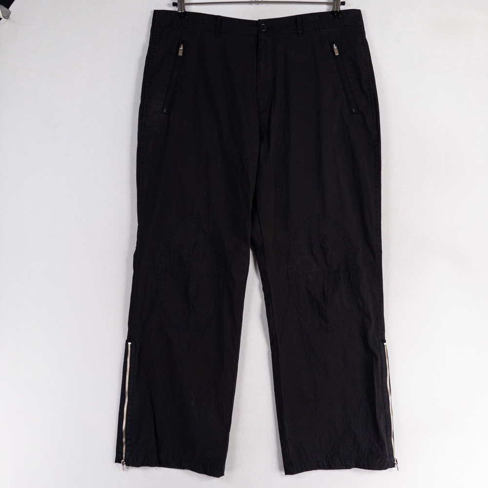 Club Monaco Pants Mens 38 Black Zip Hem Knee Patch Cotton Nylon Zip Ankles